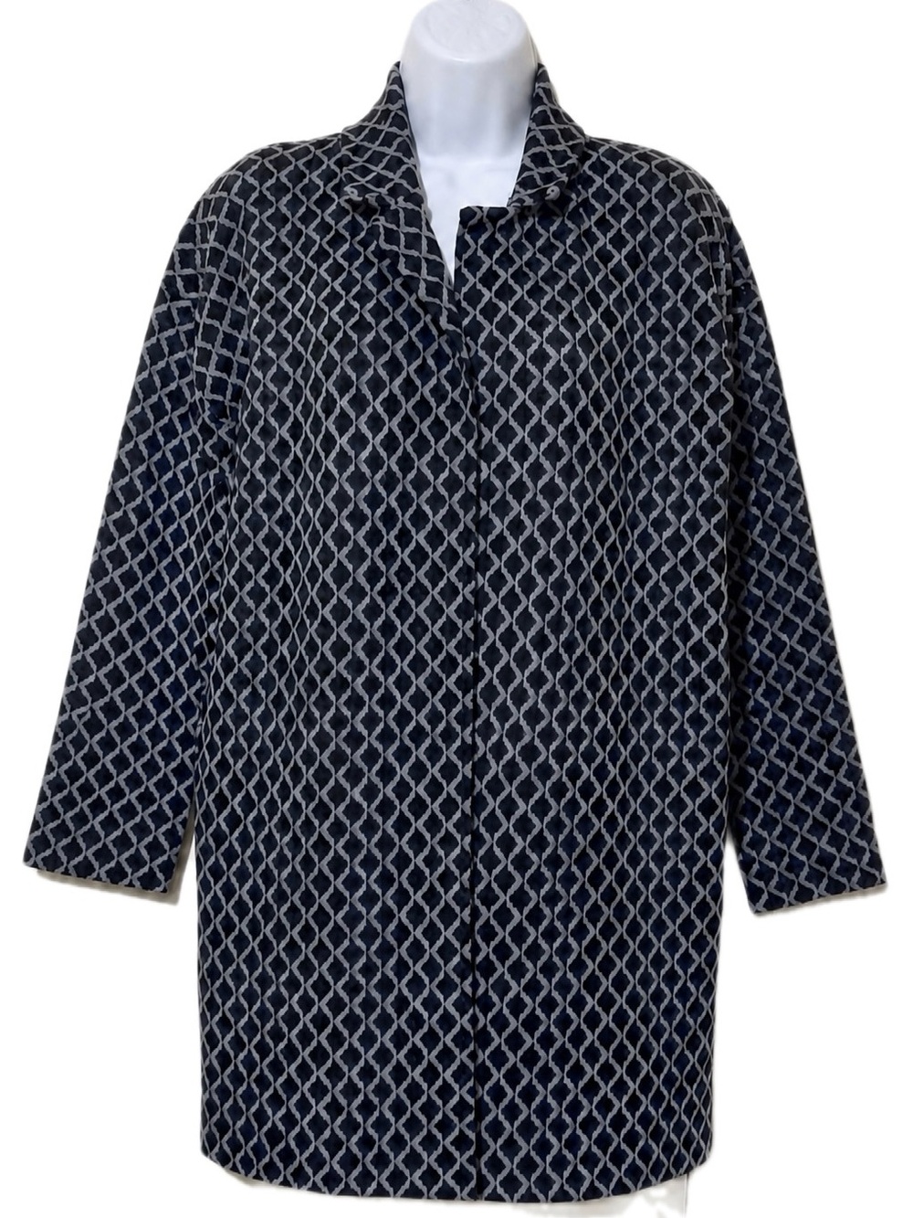 Premise Black and White Geometric Pattern Coat Cardigan Coatigan Size M